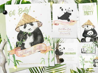 Watercolor Panda Family illustration, greeting cards,characters. animal baby shower card graphics greeting card illustration panda panda bear sale watercolor watercolor clipart watercolor panda