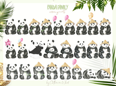 Watercolor Panda Family illustration, greeting cards,characters. animal baby shower card graphics greeting card illustration panda panda bear sale watercolor watercolor clipart watercolor panda