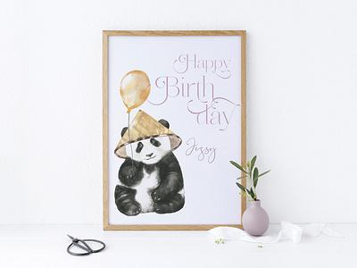 Watercolor Panda Family illustration, greeting cards,characters.