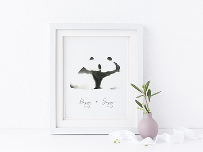 Watercolor Panda Family illustration, greeting cards,characters.