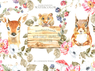 Watercolor Animals Woodland Friends