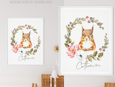 Woodland forest Animals clipart, watercolor illustration, deer animal baby shower berry card clipart creative forest graphics ideas illustration kids room nursery peony printable squirrel vintage wall art watercolor woodland wreath
