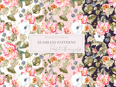 Woodland animals seamless pattern, boho vintage classic pattern animal bohemian chic classic design graphics illustration morris pattern pattern design peony renaissance roses vintage vintage design watercolor