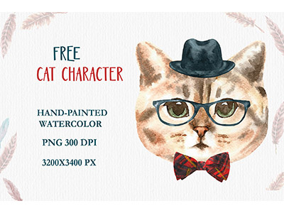 FREEBIE watercolor cat animal cat decoration free freebie hipster illustration kids party poster print watercolor