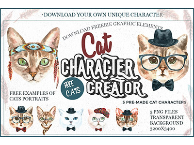 Cat Freebie animal cat decoration free freebie hipster illustration kids party poster print watercolor