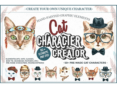 30%OFFWatercolor Cats.Animal creator
