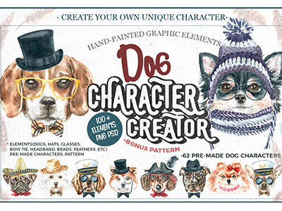 Dog Character Creator animal card christmas clipart creative creativemarket dog fun hipsterdog poster watercolor