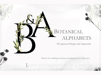 Grace & Glory Botanical Alphabet Olive Watercolor alphabet botanical gold graphics greenery invitation olive polygonal stationery vintage watercolor wedding