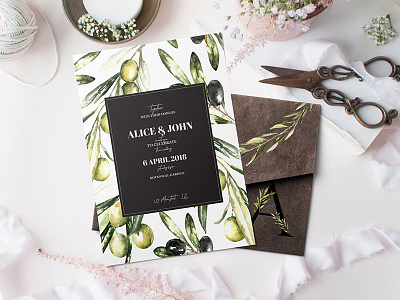 Grace & Glory Hand-painted Watercolor Botanical Alphabet alphabet botanical gold graphics greenery invitation olive polygonal stationery vintage watercolor wedding