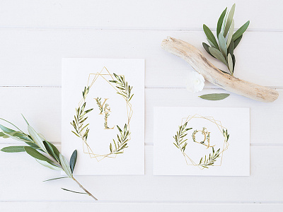 Grace & Glory Hand-painted Watercolor Botanical Alphabet Sale alphabet botanical gold graphics greenery invitation olive polygonal stationery vintage watercolor wedding