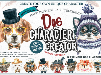 Dog Character Creator Watercolor Dog Breed Clipart.