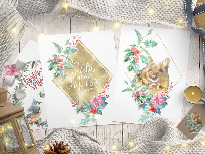 Christmas Watercolor Woodland Story by Catherine Wheel 2020 animal bird card christmas christmas watercolor forest graphics illustration merry christmas mouse new year pattern rat retro squirrel vintage watercolor winter woodland