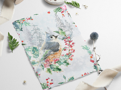 Christmas Watercolor Woodland Story by Catherine Wheel 2020 animal bird card christmas christmas watercolor forest graphics illustration merry christmas mouse new year pattern rat retro squirrel vintage watercolor winter woodland