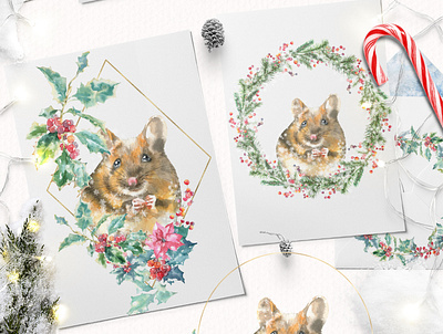 Christmas Watercolor Woodland Story by Catherine Wheel 2020 animal bird card christmas christmas watercolor forest graphics illustration merry christmas mouse new year pattern rat retro squirrel vintage watercolor winter woodland