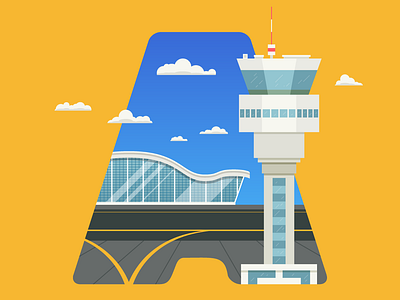 A Letter 36days a 36daysoftype a airport clouds illustration letter tower typography