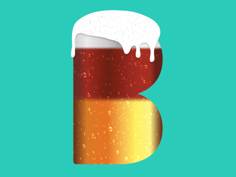 B Letter 36days b 36daysoftype after effect ale animation beer cut foam illustration letter mixed typogaphy