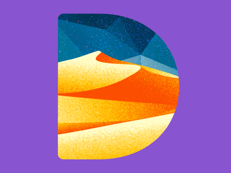 D Letter 2d animation 36days d 36daysoftype after effect animation dunes illustration letter motion design noise polygon sand stars typography