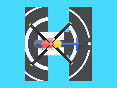 H Letter 2d animation 36days h 36daysoftype after effect animation flight h helicopter illustration landingplace letter motion design propeller torsion typography