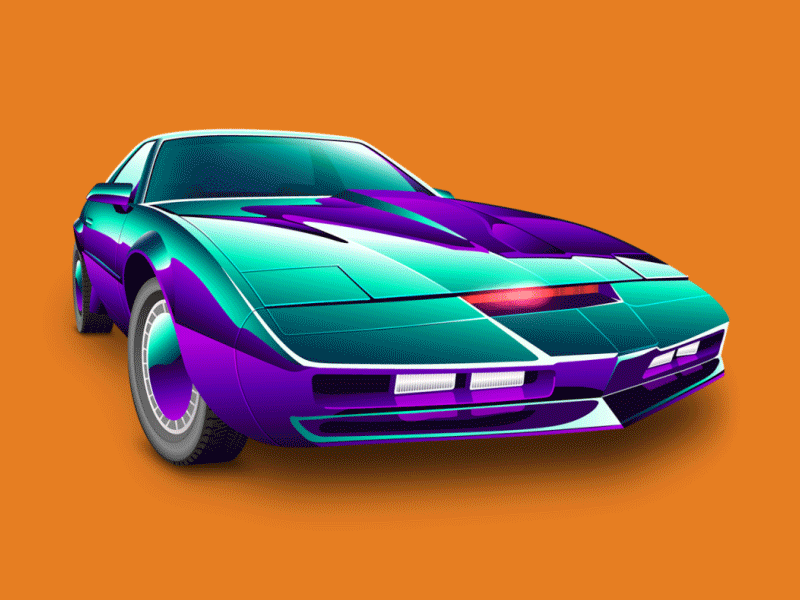 P Letter 2d animation 36daysoftype 80s after effect animation automobile car firebird illustration knightrider pontiac retro