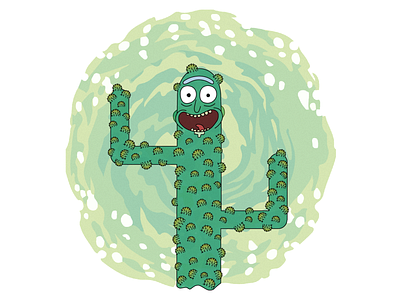 Ricactus adobe cactus design green illustration ricactus rick and morty vector