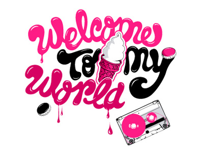 Welcome to me sweet world cover design ice illustration retro sweet t shirt type vector welcome world