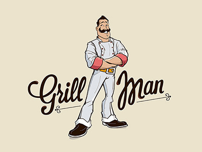 Grill Man Logotype bbq character custom design food grill logo mexican restaurant text