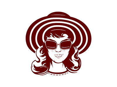 Lady in Red avatar face girl glasses hat pretty red smile summer vector