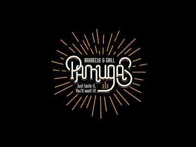 Pamugas BBQ bbq branding grill hot id lettering logo retro vector vintage