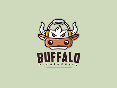 Buffalo Programming animal branding buffalo bull character cow design icon logo mascot style