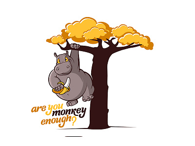 Are you monkey enough?! animal banana cartoon character hippo illustration mascot monkey vector