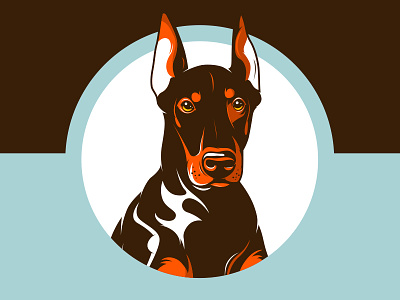 Doberman Pinscher face! animal character cover doberman dog illustration mascot pet pinscher