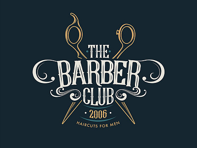 The Barber Club barber illustration lettering logo scissors shop vector