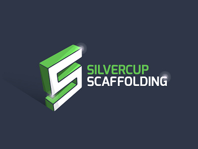 Silvercup Scaffolding 3d blue branding clean green icon id lettering logo volume