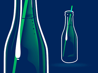 Sparkling Bottle beverage bottle bubbles design drink glare icon illustration line sparkling vector water