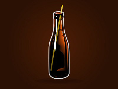 Sparkling Bottle Brown beverage bottle drink glare glass graphic icon illustration sharp sparkling transparent vector water
