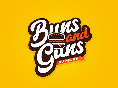 Buns Guns branding buns burger design fast food guns icon id illustration lettering logo typography vector