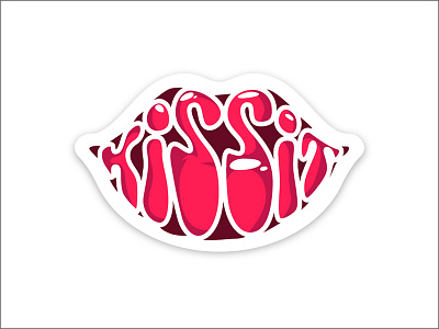 Kiss for fun ! candy cartoon design icon id illustration kiss lettering lips red smile typography ui ux vector