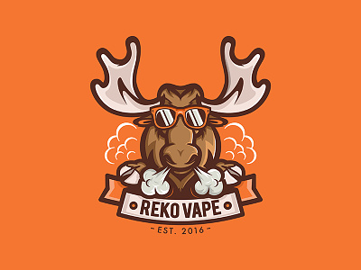 Reko Vape Shop animal branding cartoon character deer design illustration lettering logo mascot moose shop smoke vape vector