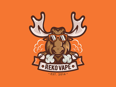 Reko Vape Shop animal branding cartoon character deer design illustration lettering logo mascot moose shop smoke vape vector
