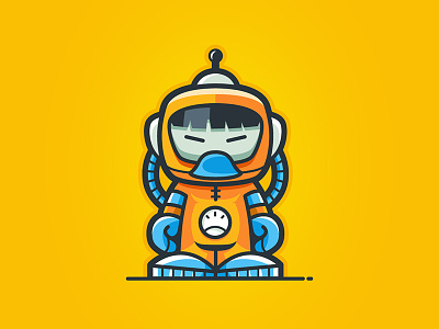 Spaceman astronaut character design icon illustration logo mascot round sale spaceman stock ui ux vector