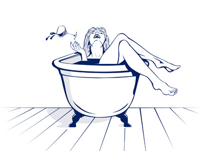 Bathroom Girl Drink art bathroom beauty blond drink feet female foam glamour glass hair hot illustration lady pose pretty relax sexy sleep wash water wet women young