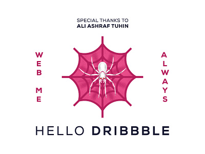 HELLO DRIBBBLE (SPIDER AND DRIBBBLE WEB) debut debutshot dribbbleization firstshotondribbble hello hellodribbble spider spideranddribbblelogo spiderandweb spiderlogo spidermanlogo webanddribbblelogo