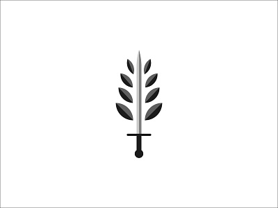 Sword Leaves/SOLD leaf logo minimal logo peace and war rebel sword war