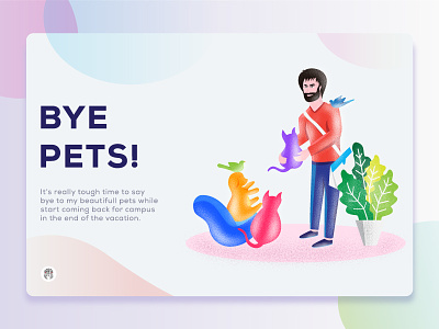 BYE PETS! bird cat design dog illustraiton landing page pets typography ui