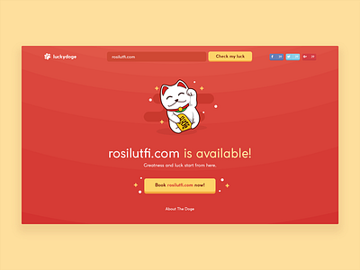 Daily UI #001 - LuckyDoge 🐶 (Block Color Website Exploration) cute dog doge domain illustration japan luck lucky cat red search sparkle website