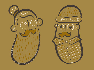 Cool Beans bean coffee coffee bean cool doodle glasses hipster illustration manbun moustache
