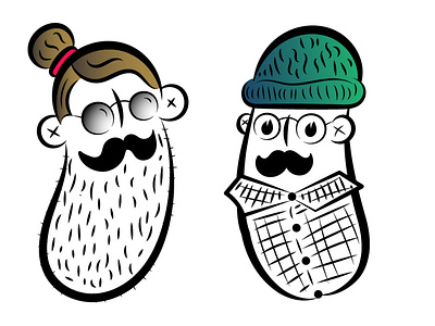 Cool Beans beanie beans coffee coffee beans cool flannel hipster illustration manbun moustache sketch trendy
