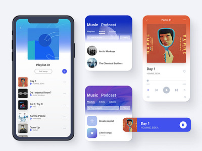 Music playlist UI digital figma framer mobile app product prototype uiux visual