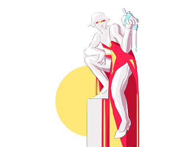Heart 80s android gynoid illustration pinup retro robot