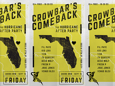 Crowbar's Comeback Poster concert florida flyer folds poster